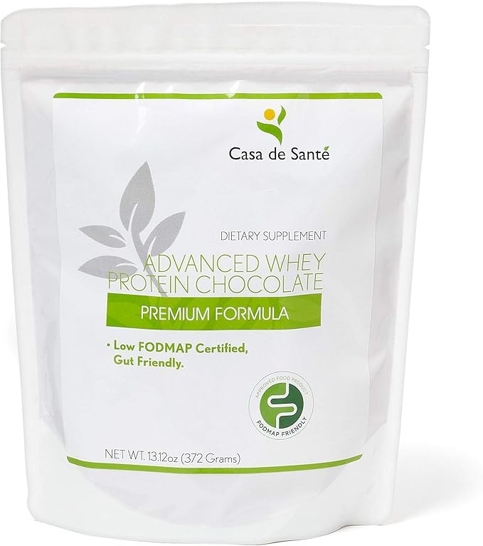 Casa de Sante Advanced Whey Protein Isolate Chocolate GLP-1 Support Low FODMAP Gut Friendly Protein Powder with ProHydrolase Enzymes Naturally Sweetened - 25g Protein - 13 oz