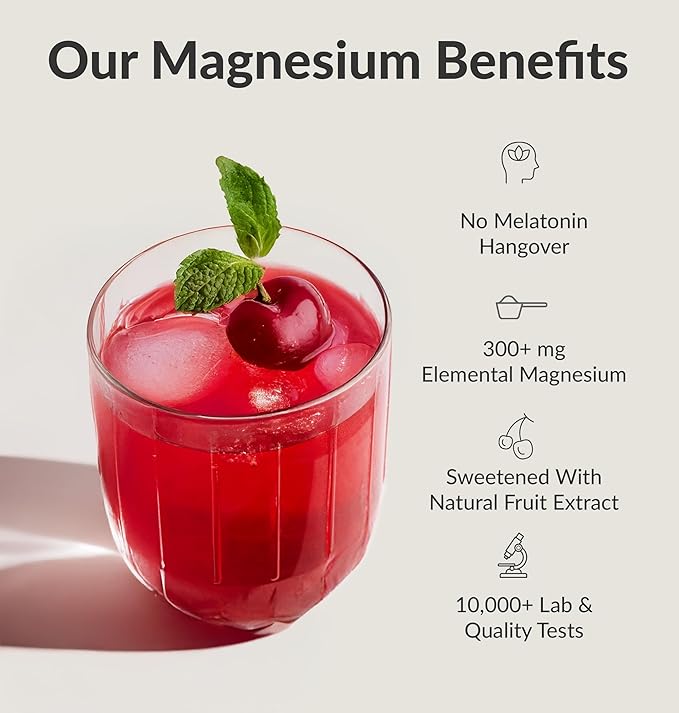 BIOptimizers Magnesium Breakthrough Drink - 8 Forms of Magnesium Electrolytes Sleep Health Stress Muscle Recovery Heart Support | Glycinate Citrate Malate- Tart Cherry