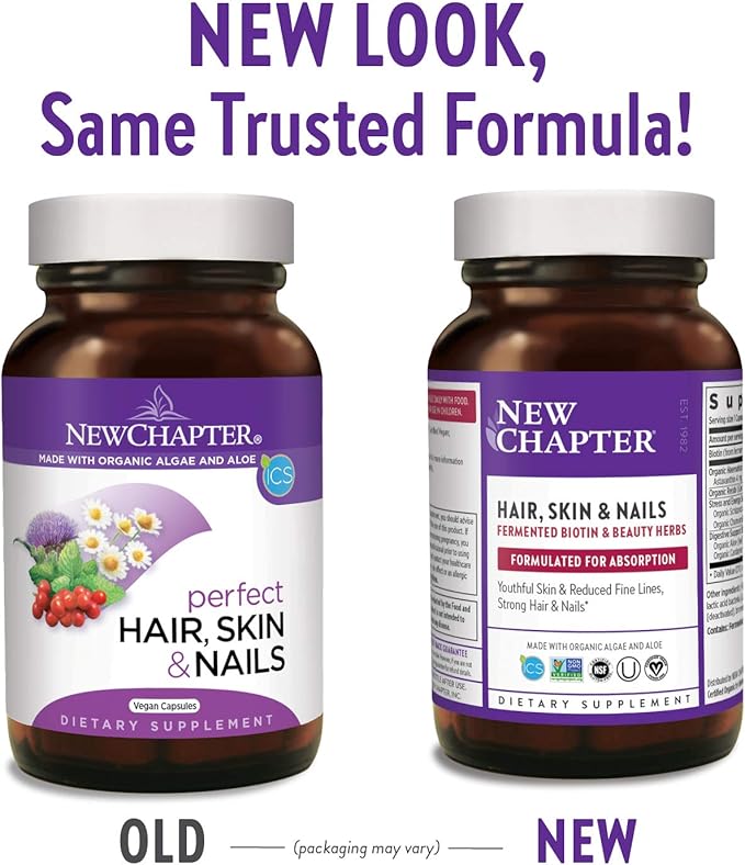 New Chapter Hair Skin &amp Nails Vitamins with Fermented Biotin+astaxanthin Vegetarian Capsule 30 Count (Pack of 1)