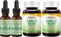 LOVITA Dual Wellness Bundle - 2 Propolis Liquid &amp 2 Odorless Garlic Bottles High Potency Allicin &amp Alcohol-Free Propolis (4 Pc Set)
