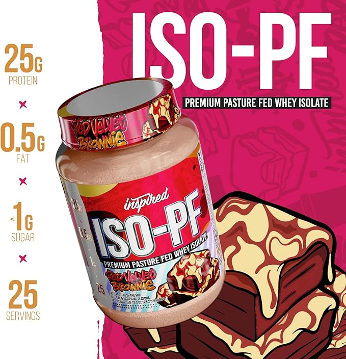 Inspired ISO-PF Pasture Fed Whey Protein Isolate – 25g Protein Low Carb &amp Lactose Free – Grass Fed Post Workout Protein Powder
