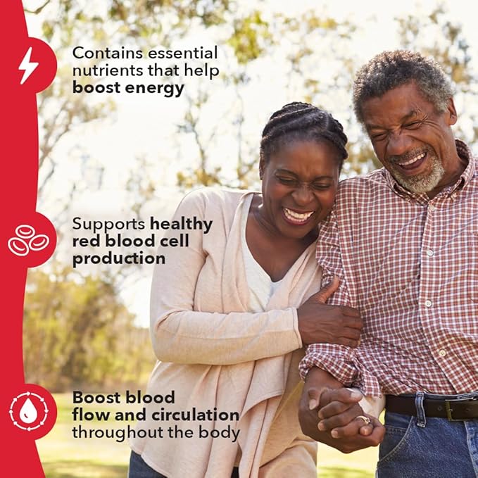 LifeSeasons Blood Nourish-R - Iron Deficiency Supplement - Supports Anemia Fatigue &amp Dizziness - No Constipation - Blood Building - Iron Beet Root Alfalfa Raspberry &amp Vitamin B-12-60 Capsu
