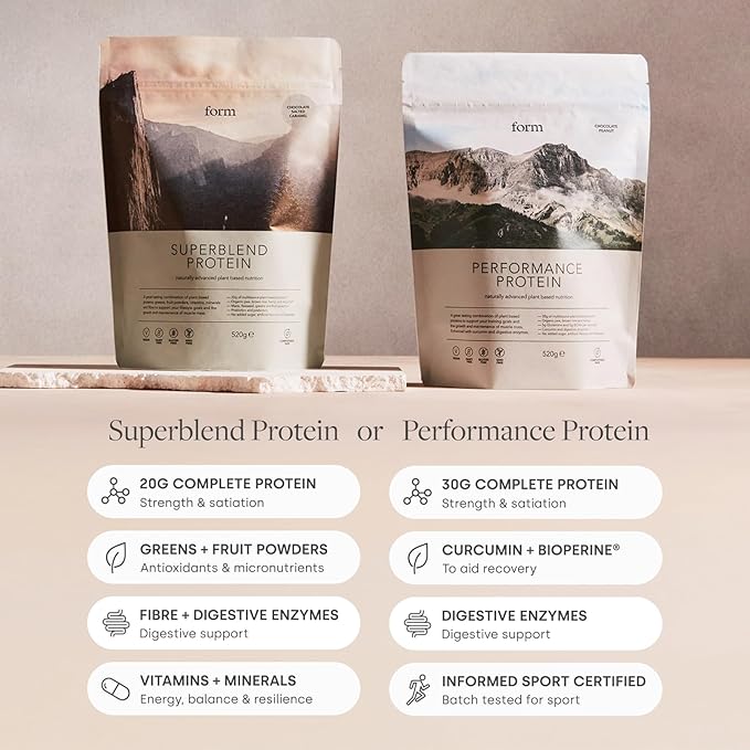 Form Superblend Protein - Vegan Protein Powder with Superfoods Vitamins and Minerals - 20g of Plant Based Protein per Serving (Chocolate Salted Caramel)