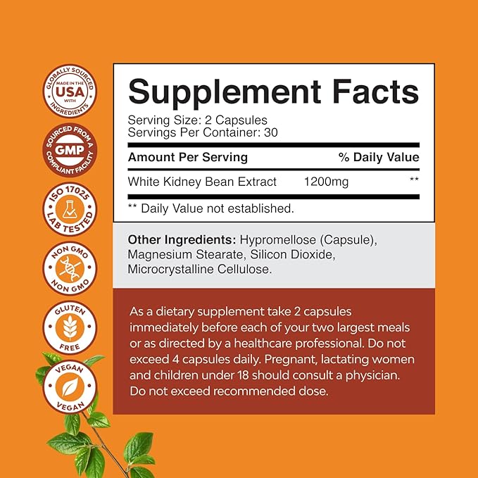 Bundle of Pure Magnesium Glycinate Supplement 400mg Per Serving for Mood Sleep and Relaxation Support and White Kidney Bean Extract Carb Blocker for Metabolism Boost &amp Ease Calories from Starchy F
