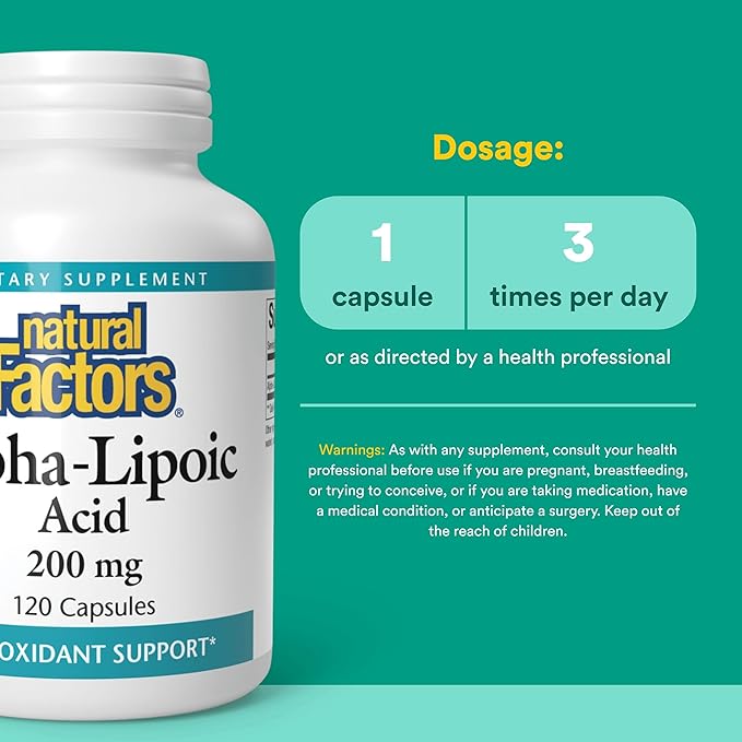 Natural Factors Alpha-Lipoic Acid 200 mg Antioxidant Support 120 Capsules