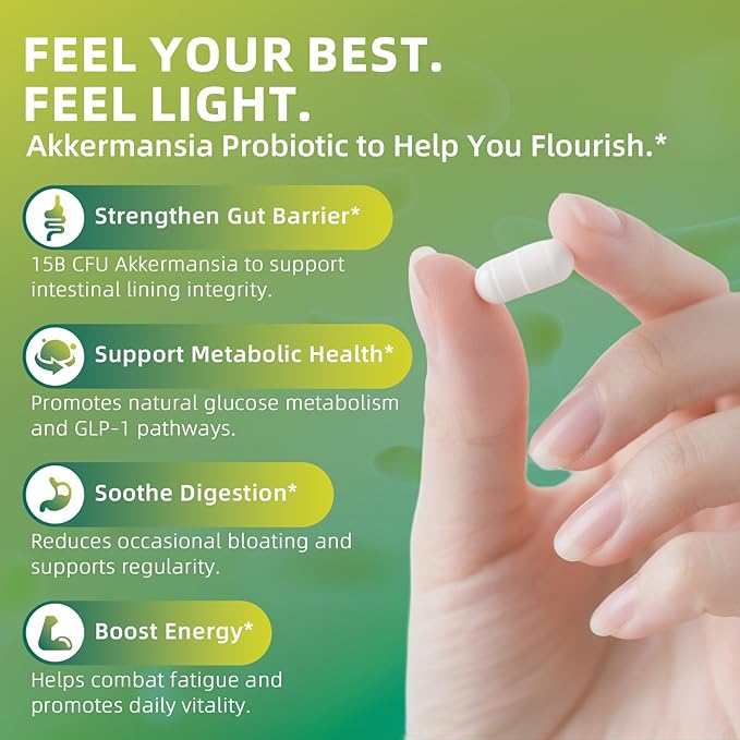GREENPEOPLE Akkermansia Probiotics 15B CFU for Gut Function 60CT Probiotics Supplement with Ceylon Cinnamon Turmeric | Digestive Health &amp Metabolic Support | Women &amp Man | Vegan &amp Gluten
