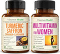 Vimerson Health Turmeric Saffron &amp Women’s Liquid Multivitamin – Mood Energy &amp Joint Wellness Bundle for Women