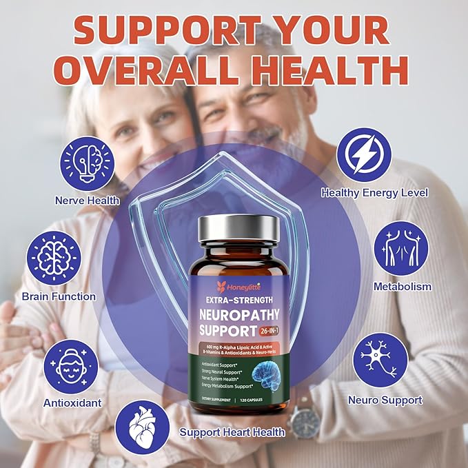 Alpha Lipoic Acid Neuropathy Supplements - with 600mg R-Alpha Lipoic Acid NAC ALC Active Vitamin B12 B1 B2 B6 Magnesium - for Nerve Heath Liver Detox Antioxidant &amp Mental Support