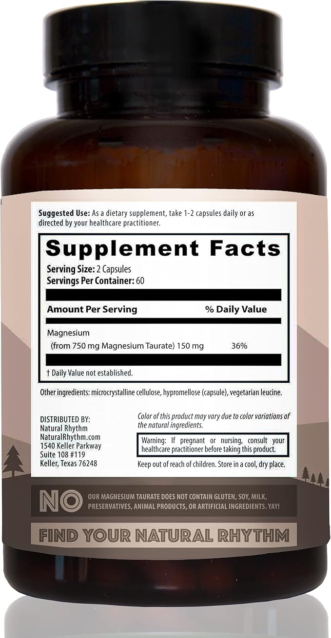 Natural Rhythm Magnesium Taurate 120 Capsules + CoQ10-ZEN 30 Capsules Bundle