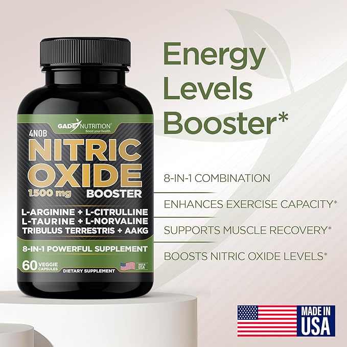 Gade Nutrition Ashwagandha with Maca Root Horny Goat Weed Turkesterone Tribulus Terrestris Panax Ginseng + Nitric Oxide Booster - Bundle for Energy Vitality Performance Pump