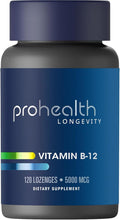 ProHealth Longevity Vitamin B12 Metabolism and Methylation Support. Enhance Energy Brain and Mood. Potent Methyl Donor Nutrient to Promote DNA Repair. 5000 mcg Per Serving 120 Lozenges