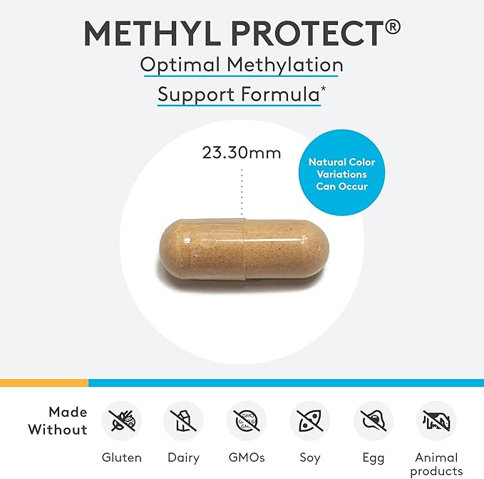 XYMOGEN Methyl Protect - 3400 mcg 5-MTHF (5-Methyltetrahydrofolate) - Cardiovascular &amp Neurological Support - Activated Vitamin B Supplement - Vegetarian &amp Gluten-Free - 60 Capsules