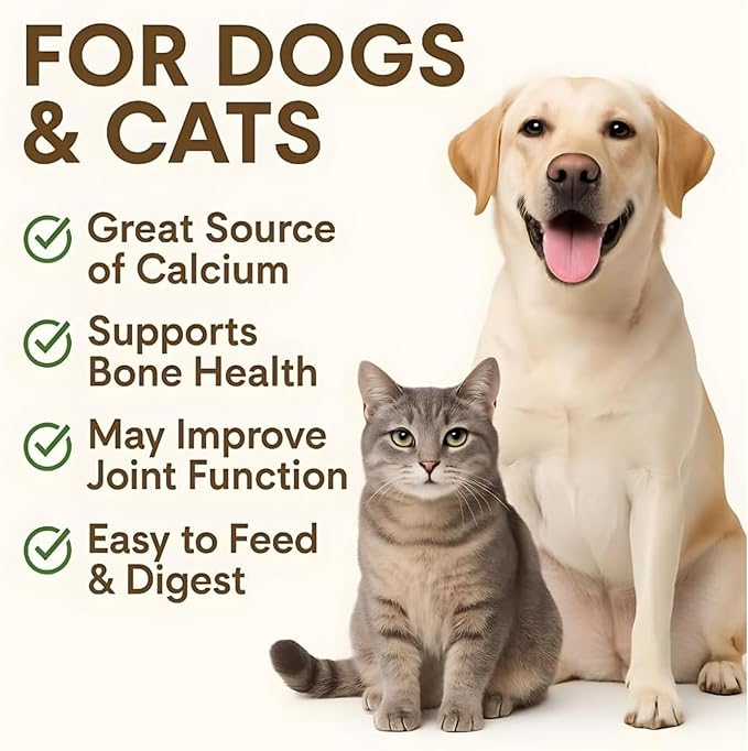 Eggshell Calcium Powder Supplement Dogs &amp Cats (16 oz) – Ideal for Supporting Bone Health Easing Labor and Whelping and Strengthening Teeth and Joints Great for Plant Health