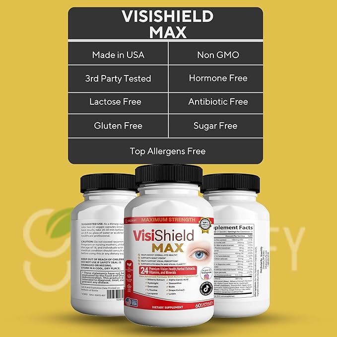 VisiShield Max Eye Health Supplement 24 Premium Vision Vitamins and Minerals 60 Capsules (2)