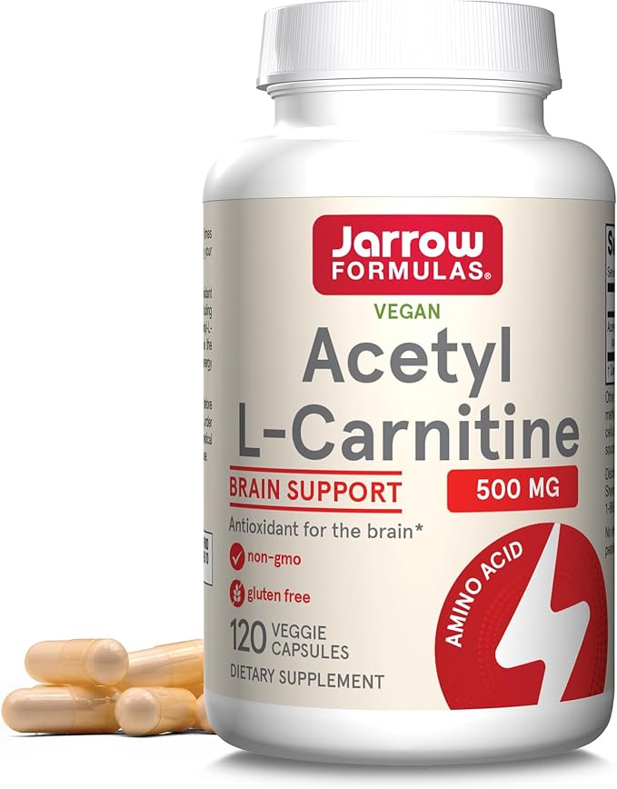 Jarrow Formulas® Acetyl L-Carnitine 500 mg Dietary Supplement Amino Acid Support for Brain Health and Antioxidants 120 Veggie Capsules 120 Day Supply