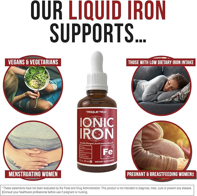 Ionic Liquid Iron Supplement (About 236 Servings) – Ionically Charged Earth-Sourced Mineral Formula Small 5-Drop Servings for Easy Use Liquid Concentrate Unflavored Vegan – 2 fl oz (60 mL)