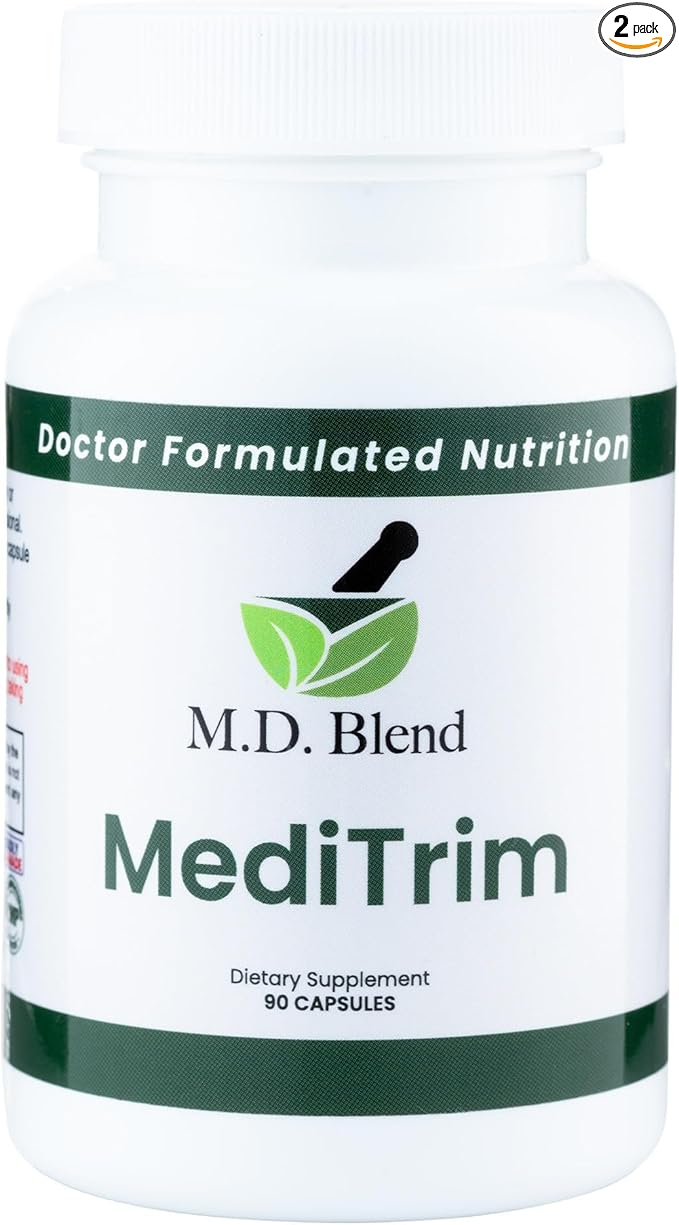 MediTrim Energy Supplements Metabolism Booster Supports Vitality Satiety &amp Physique Goals Smooth System Balance Green Coffee Bean Apple Cider Vinegar Hibiscus 180 Capsules (Pack of 2)