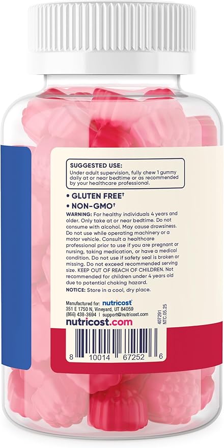 Nutricost Kids Melatonin Gummies 1mg 120 Gummies Strawberry Flavored (Pack of 2)