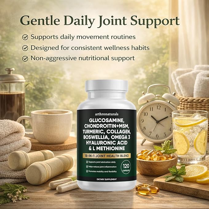 Arthronaturals Herbal 18-in-1 Joint Support Blend Daily Supplement with Glucosamine Chondroitin MSM and Turmeric Clean Formula for Active Adult Daily Routine 120 Capsules (2)