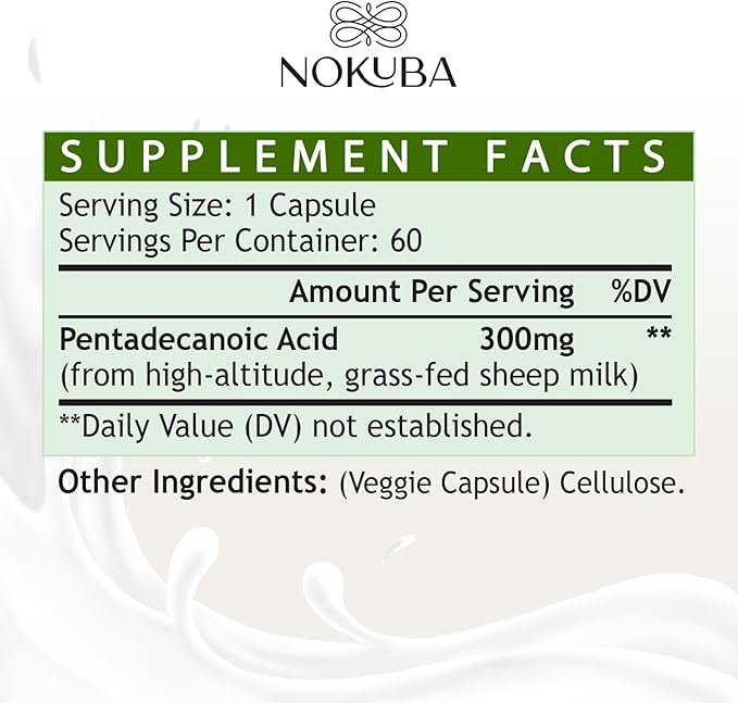 Pentadecanoic Acid C15:0 Supplements 300mg High-Altitude Sheep Milk Sourced | 60 Capsules