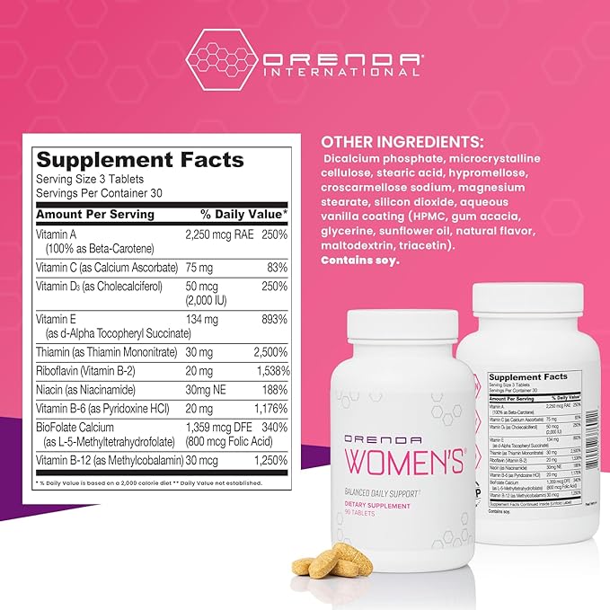 Orenda Women's Multivitamin -Blend Dong Quai &amp Black Cohosh Vitamins Minerals Hormonal Balance Immune and Heart Health - 90 Tablets