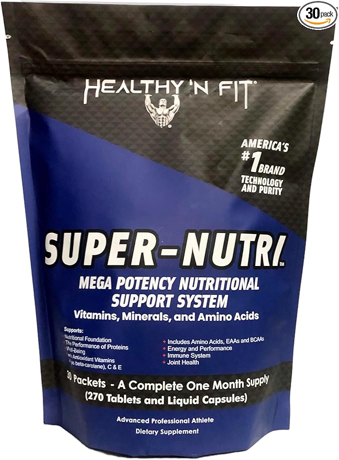 Healthy 'N Fit Super-Nutri Pack (30 Packets) - Mega Potency Multi-Vitamin Pak with Aminos Minerals and More