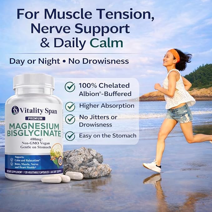Magnesium Bisglycinate 400mg + Lion’s Mane 4:1 Extract Complex Bundle – Calm &amp Relaxation + Focus &amp Clarity – 120 + 120 Veg Capsules Made in USA