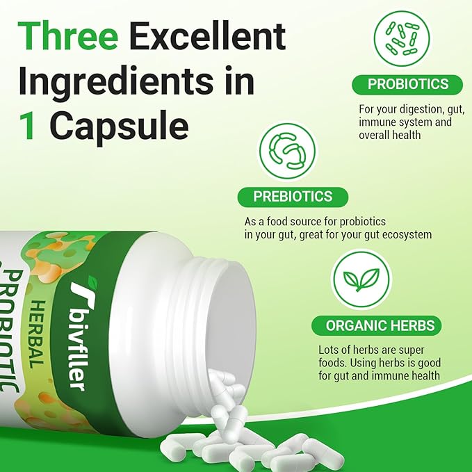 Probiotics for Women Men- 300 Billion CFU 24 Strains Probiotic+15 Organic Herbs Prebiotics Blend Pre and Probiotics for Digestive Health Immune &amp Gut Diarrhea Bloating Vegan 2 Month Supply