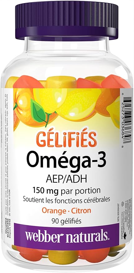 Webber Naturals Omega-3 Gummies 50 mg EPA/DHA · EPA/DHA Orange · Cherry · Lemon 90 Gummies