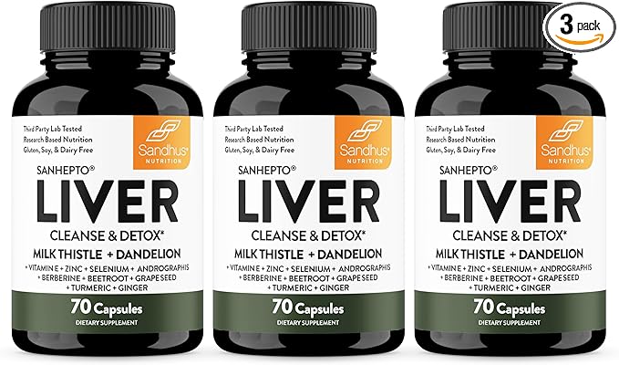 Sandhu's Liver Cleanse Detox &amp Repair Support Capsules with Milk Thistle &amp Dandelion Root | Herbal Supplement Pills for Liver Health | for Men &amp Women | Made in USA | Viral on Tiktok | 210