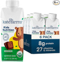 KATE FARMS Organic Kids Nutrition Chocolate Shake 8g Protein 27 Vitamins and Minerals Meal Replacement Gluten Free Non-GMO 8.45 oz (6 Pack)