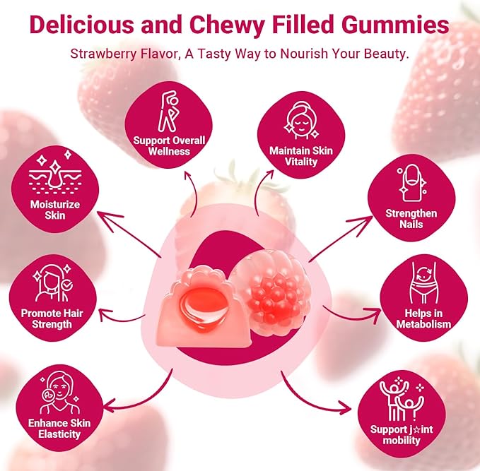 Collagen Gummies for Women Sugar-Free Hydrolyzed Collagen Gummy with Type I II III V X Collagen Peptides Biotin Hyaluronic Acid &amp MultiVitamins Promote Skin/Hair/Nail/Bones 120 Cts