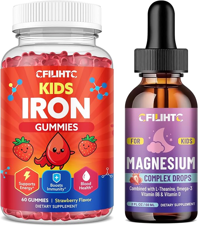 Kids Magnesium Liquid Drops &amp Iron Gummies for Kids &amp Teens &amp Adults