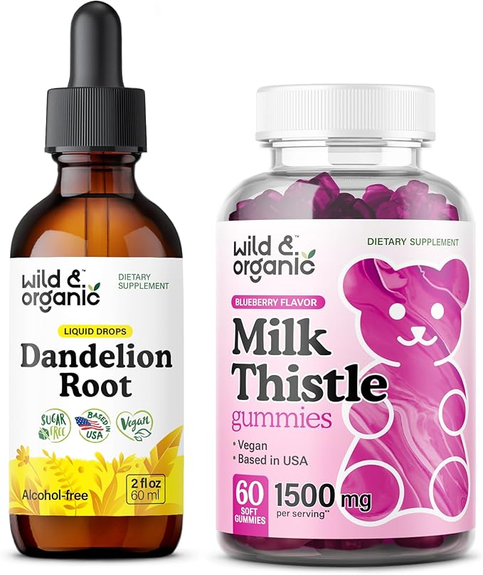 Wild &amp Organic Dandelion Root Tincture 2 fl oz &amp Milk Thistle Gummies