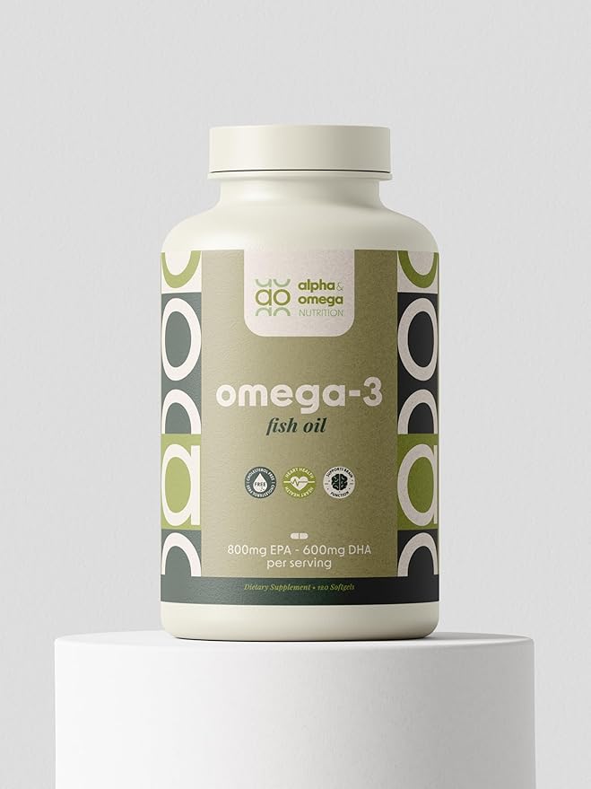 Alpha &amp Omega Nutrition Omega 3 Fish Oil for Heart Brain &amp Immune Health - 2500mg (800mg EPA/600mg DHA) - 120 Softgels