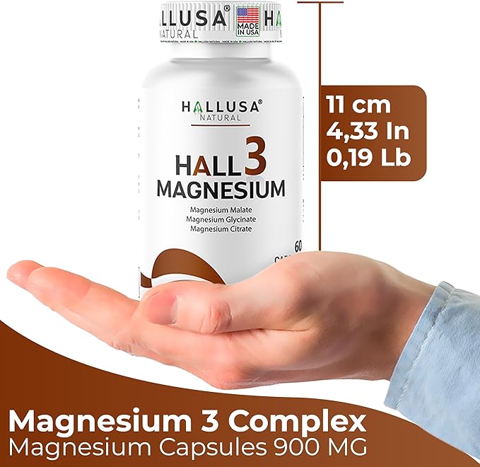 Magnesium 3 Complex Capsules 900mg Citrate Glycinate &amp Malate Muscle Support Nerve Energy &amp Relaxation Support Magnesium Complex Supplement Non GMO Gluten Free 60 Count