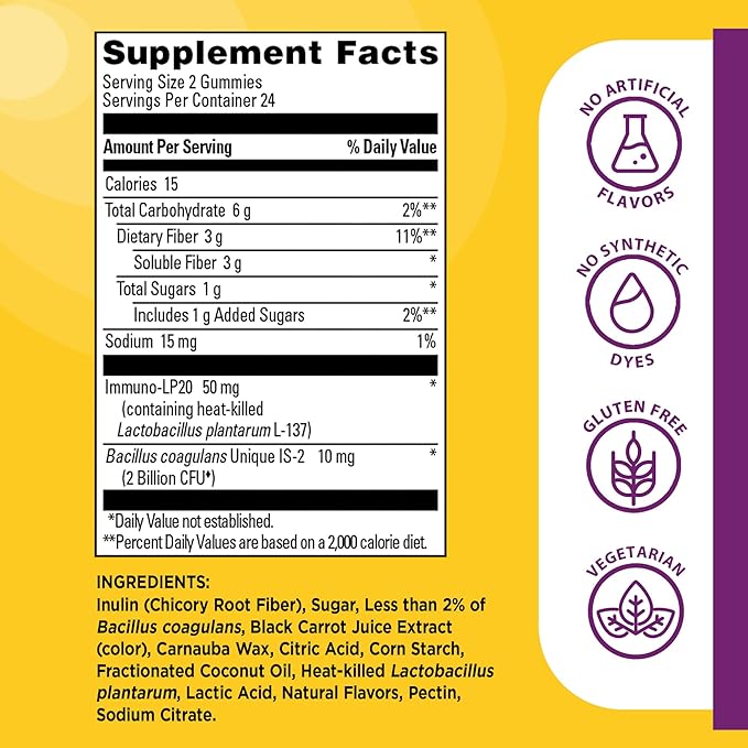 Nature Made Triple-Action Biotics Gut and Immune Health Support Digestive Probiotics for Women and Men Prebiotic Fiber Gummies 48 Gummies 24 Day Supply