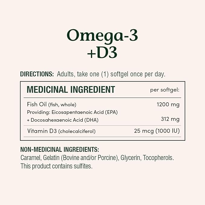 Nature's Bounty Omega-3 + D3 Fish Oil 1200mg / Vitamin D3 1000IU 90 softgels