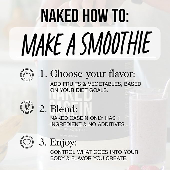 NAKED Casein - Vanilla Micellar Casein Protein - 5 Pound Bulk NSF Certified GMO-Free Gluten-Free Soy-Free Preservative-Free - Stimulate Muscle Growth - Enhance Recovery - 61 Servings