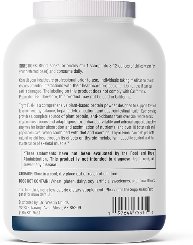 Dr. Westin Childs Thyro Fuel+ | Pea Protein Powder for Women | Thyroid Digestion &amp Muscle Support - Low Carb Calorie Non-GMO | Naturally Sweetened Vanilla Gluten Dairy &amp Soy Free - 30 Se