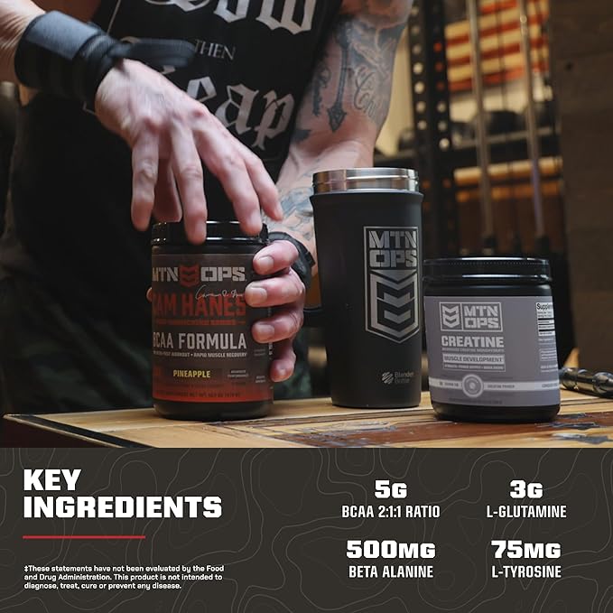 MTN OPS Cam Hanes Whey Protein &amp Pineapple BCAA Bundle – Chocolate Caramel Protein Powder + Amino Acids – Cameron Hanes Muscle Recovery &amp Endurance Support Stack