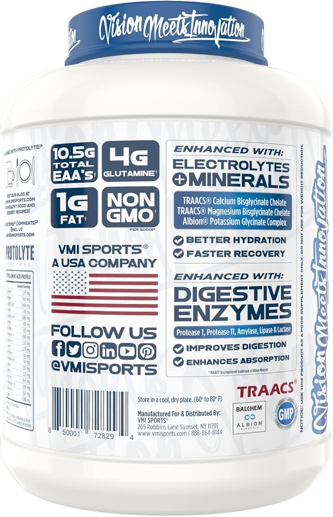 VMI Sports | ProtoLyte Whey Isolate Protein Powder | Low Calorie Whey for Weight Loss and Muscle Gain | Digestive Enzymes | Non-GMO (4.6 lb Peanut Butter Cookies and Cream)