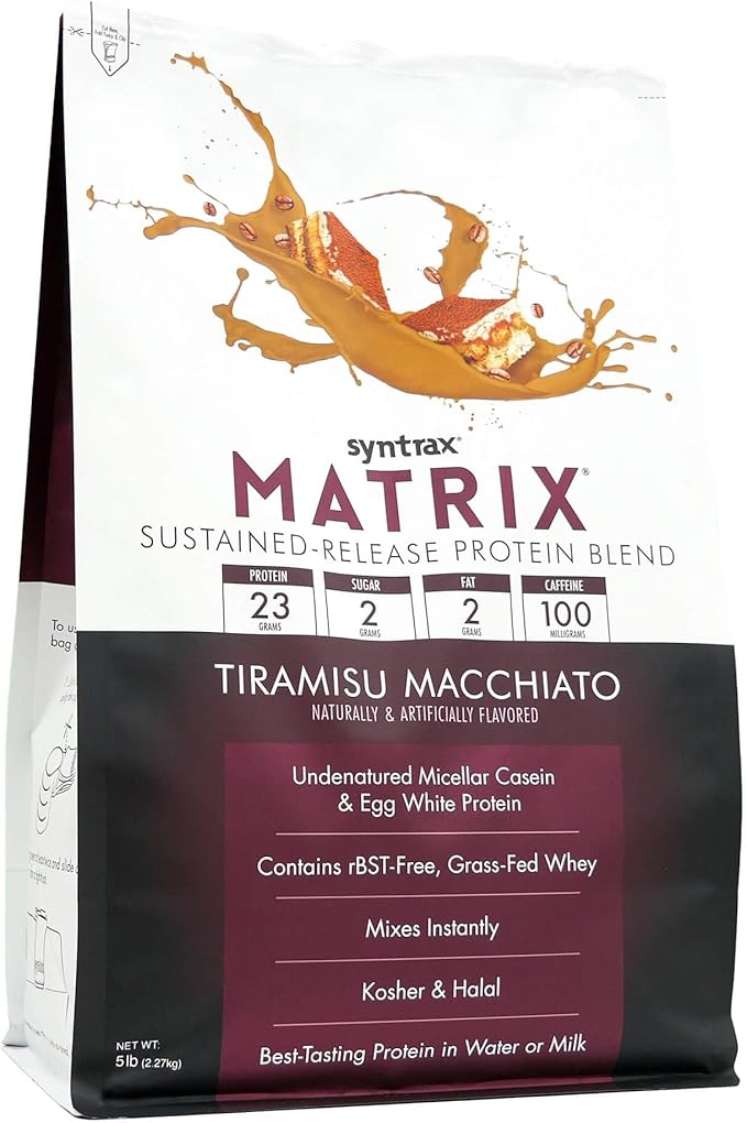 Syntrax Nutrition Matrix - Sustained-Release Protein Blend Tiramisu Macchiato 5 lbs. 100mg Caffeine