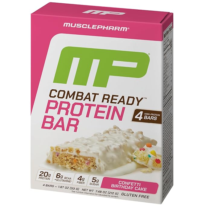 MusclePharm Combat Ready &amp Combat Sport Protein Bar Bundle: Confetti Cake &amp Chocolate Cake Flavor