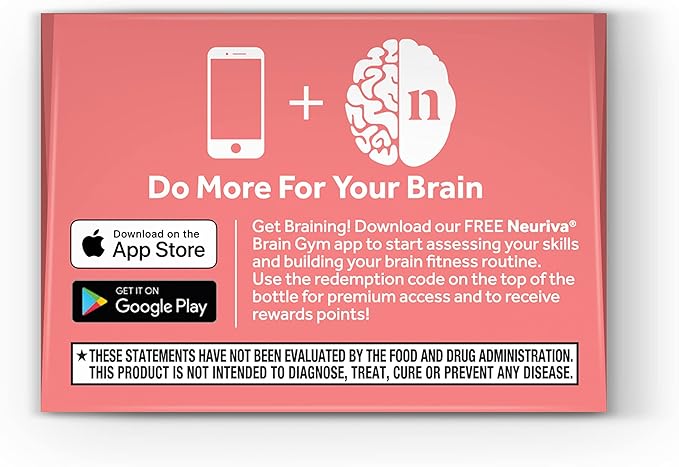 NEURIVA Original Decaffeinated Clinically Tested Nootropic Brain Supplement for MemoryFocus &amp ConcentrationNeuroFactor &amp Phosphatidylserine28ct Capsules(Pack of 2)