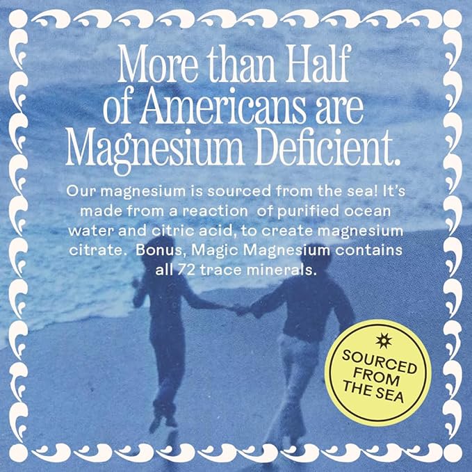 Wooden Spoon Herbs Magic Magnesium Citrate Sachets Drink Mix (Blue Lemonade) | 200mg Sea-Sourced Magnesium | Digestive Regularity Hydration &amp Electrolyte Support | 10 Single-Serve Packets Vegan