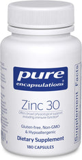 Pure Encapsulations Zinc 30 mg - Supplement for Immune System Support Growth and Development and Wound Healing* - with Zinc Picolinate 30 mg - 180 Capsules