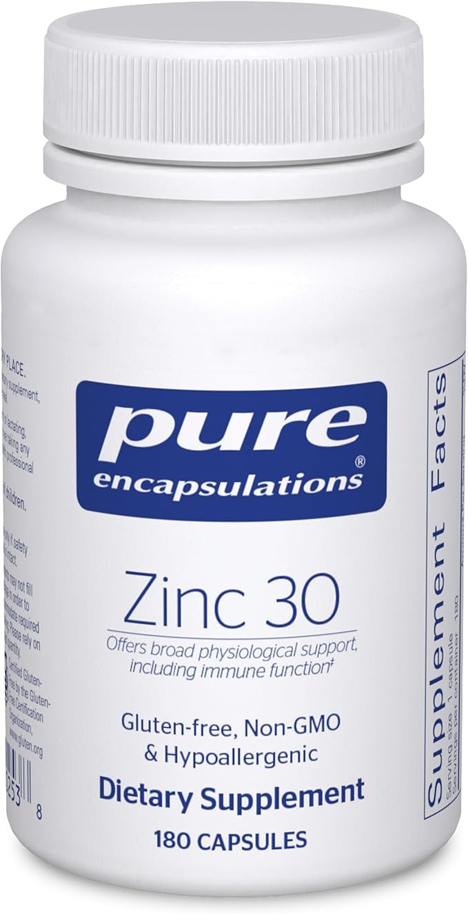 Pure Encapsulations Zinc 30 mg - Supplement for Immune System Support Growth and Development and Wound Healing* - with Zinc Picolinate 30 mg - 180 Capsules