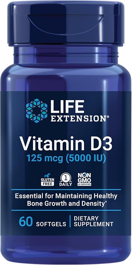 Life Extension Curcumin Elite Turmeric Ginger Extract &amp Vitamin D3 5000 IU Softgels - Healthy Inflammatory Immune Response and Bone Brain Health - 30 &amp 60 Count
