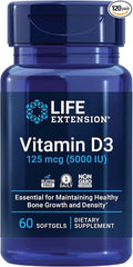 Life Extension Two-Per-Day 120 Tablet Multi-Vitamin &amp 60 Softgel 5000 IU Vitamin D3 Supplement Bundle